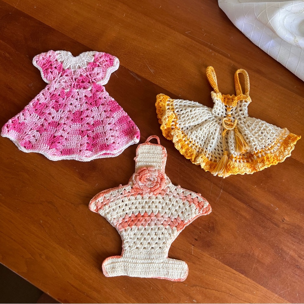 Vintage crocheted dresses, crocheted items crocheted doll dresses